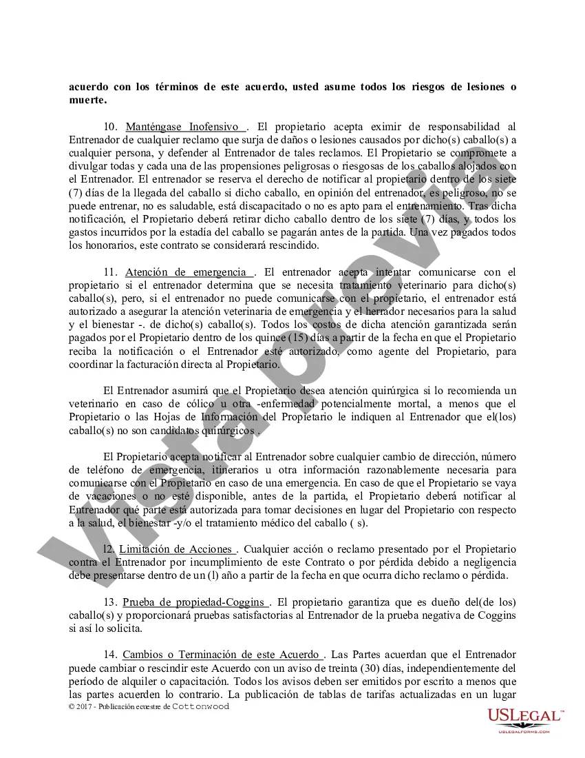 Preview Contrato de Entrenamiento - Caballo Equino Formas