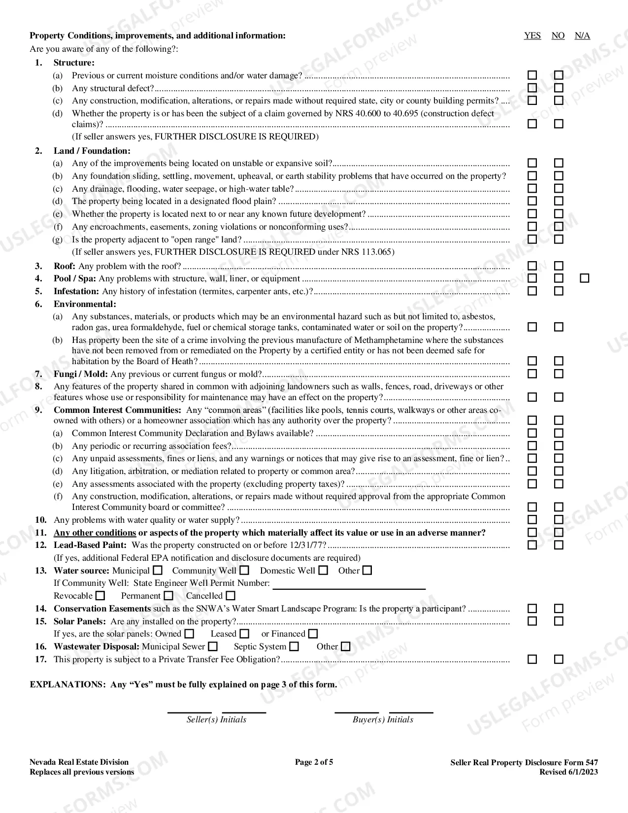 Preview Residential Real Estate Sales Disclosure Statement