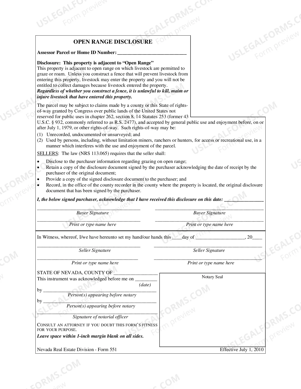 Preview Residential Real Estate Sales Disclosure Statement