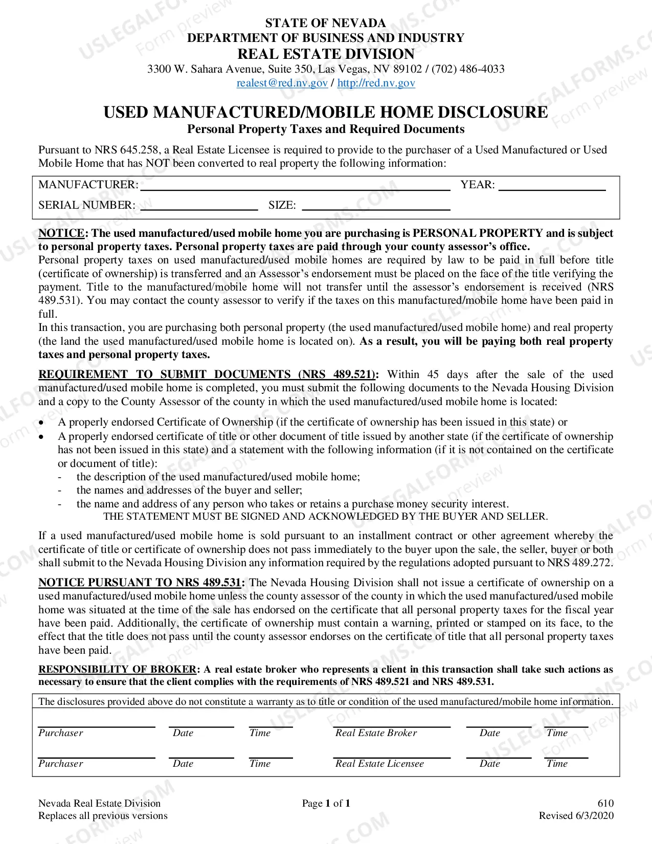 Preview Residential Real Estate Sales Disclosure Statement