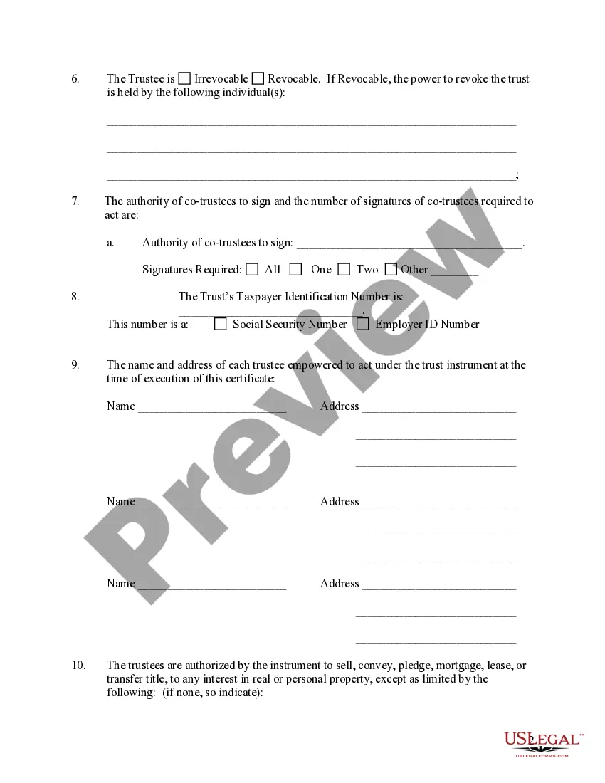 Preview Nevada Certificate of Trust by Corporation