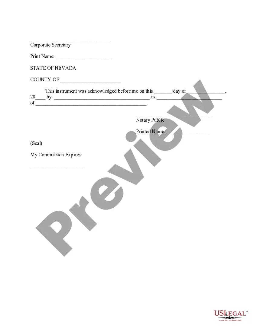 Preview Nevada Certificate of Trust by Corporation