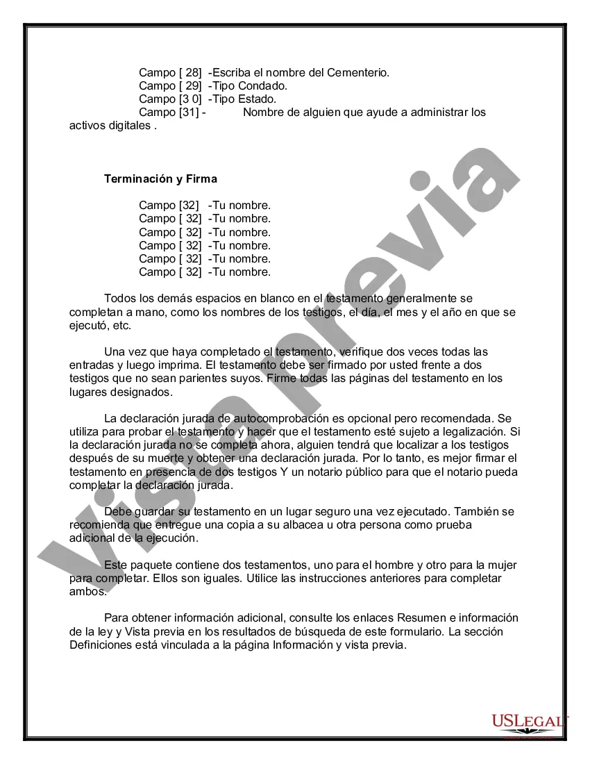 Preview Testamentos mutuos que contienen última voluntad y testamentos para personas solteras que viven juntas sin hijos