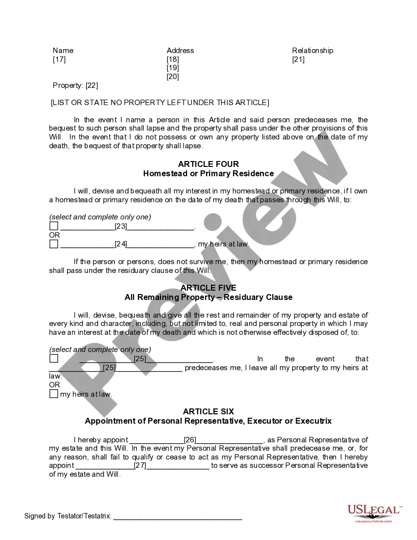 Preview Mutual Wills containing Last Will and Testaments for Man and Woman living together not Married with No Children