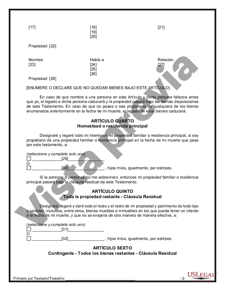 Preview Paquete de Testamentos Mutuos de Últimas Voluntades y Testamentos para Personas Solteras que conviven con Hijos Adultos