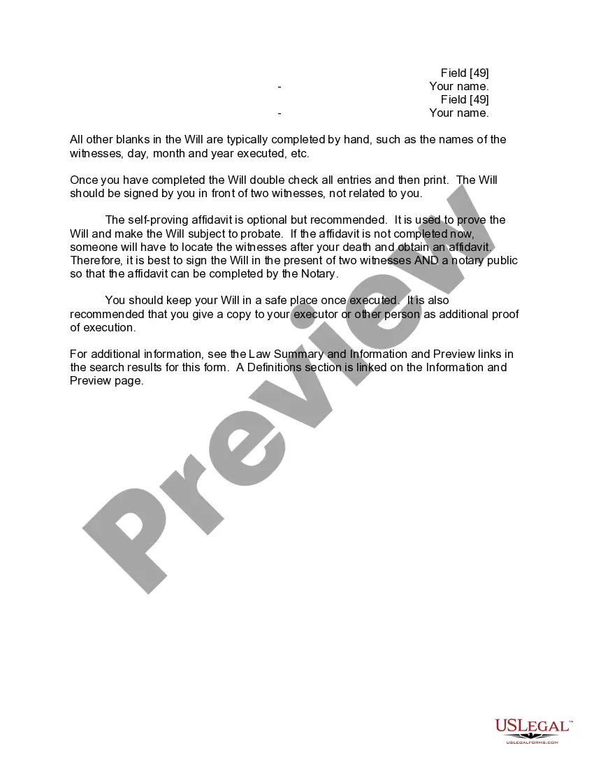 Preview Mutual Wills or Last Will and Testaments for Man and Woman living together, not Married with Minor Children