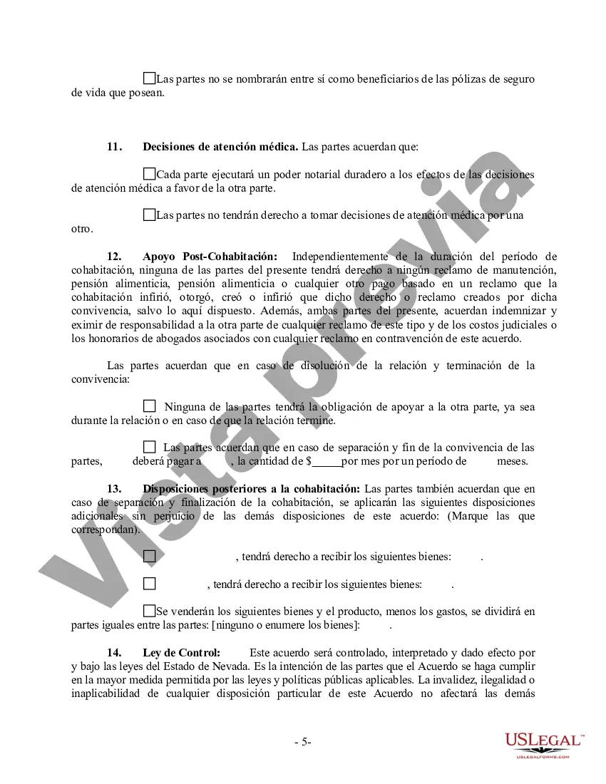 Preview Acuerdo de convivencia no marital de convivencia