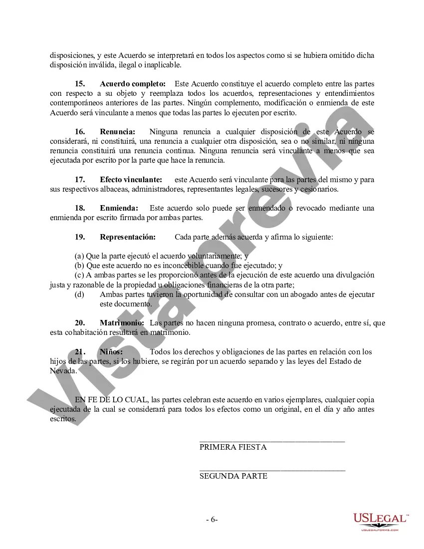 Preview Acuerdo de convivencia no marital de convivencia