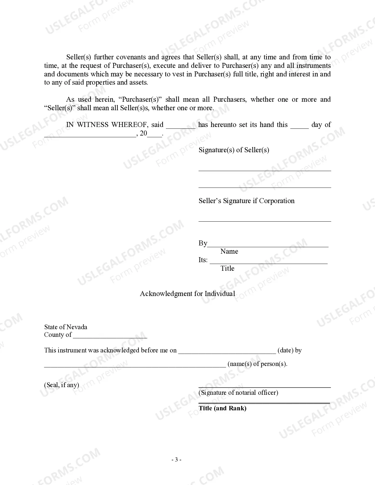 Preview Bill of Sale in Connection with Sale of Business by Individual or Corporate Seller