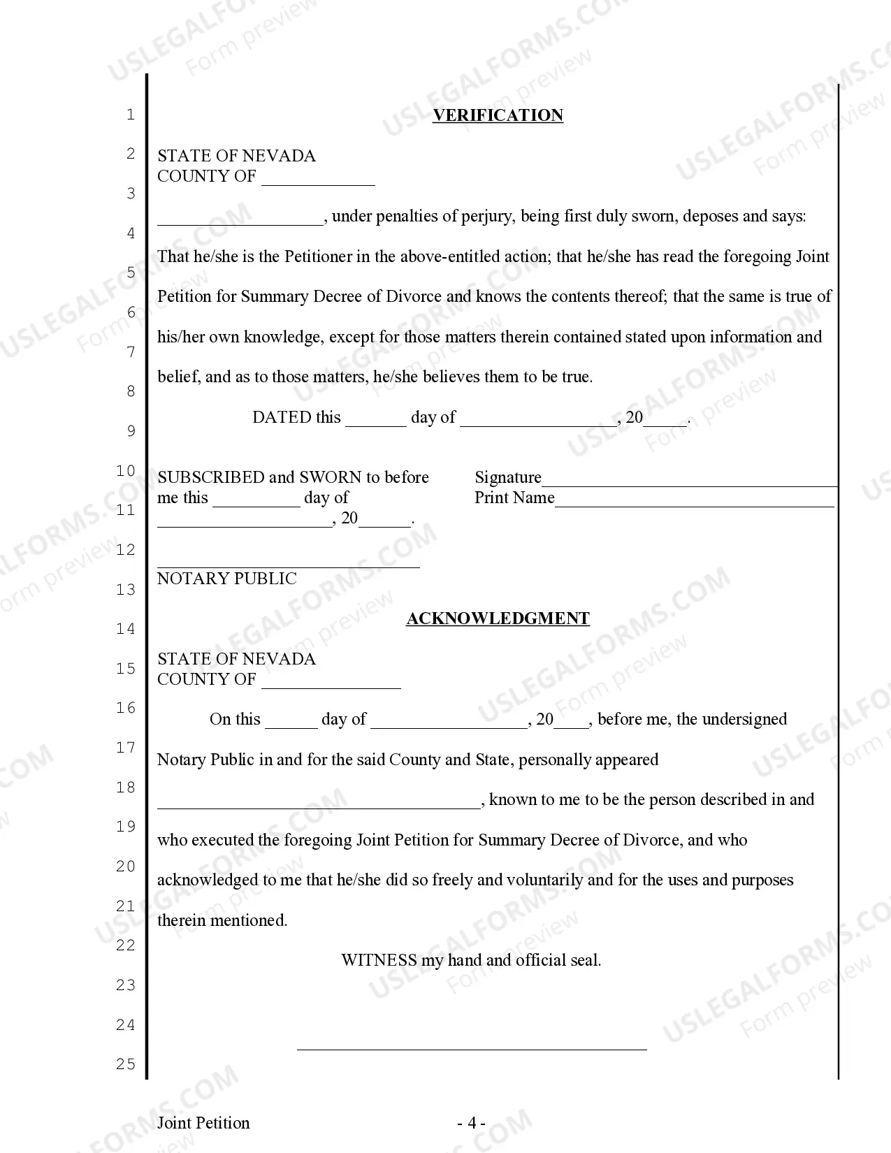 Preview Joint Petition for Summary Decree of Divorce for People with Adult or No Children
