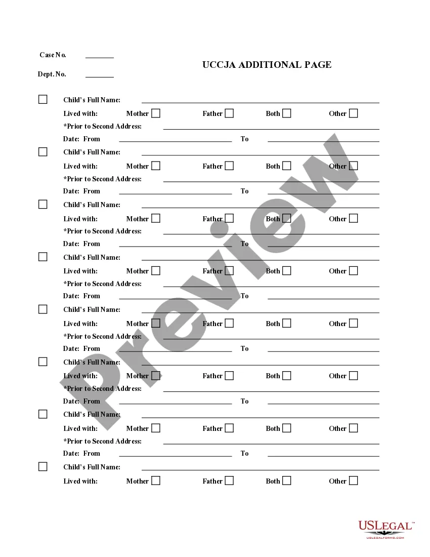 Preview Personal Case Information Additional Page