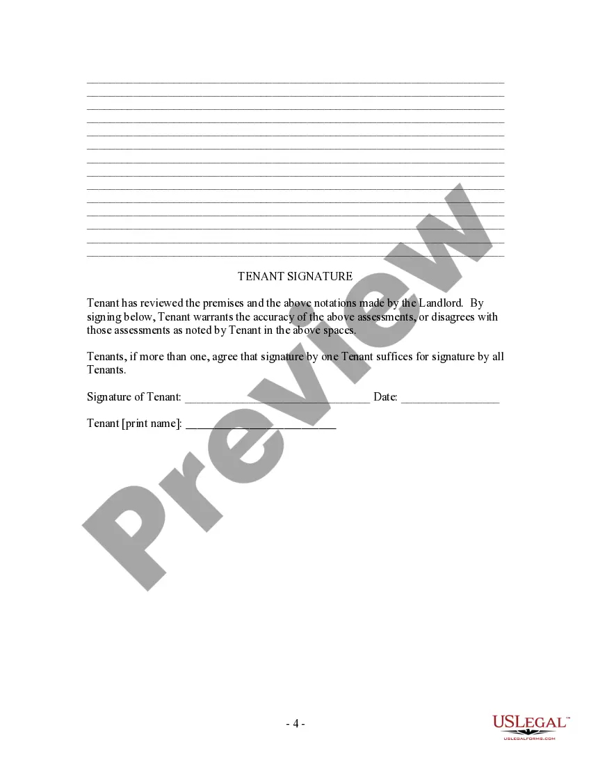 Preview Inventory and Condition of Leased Premises for Pre Lease and Post Lease