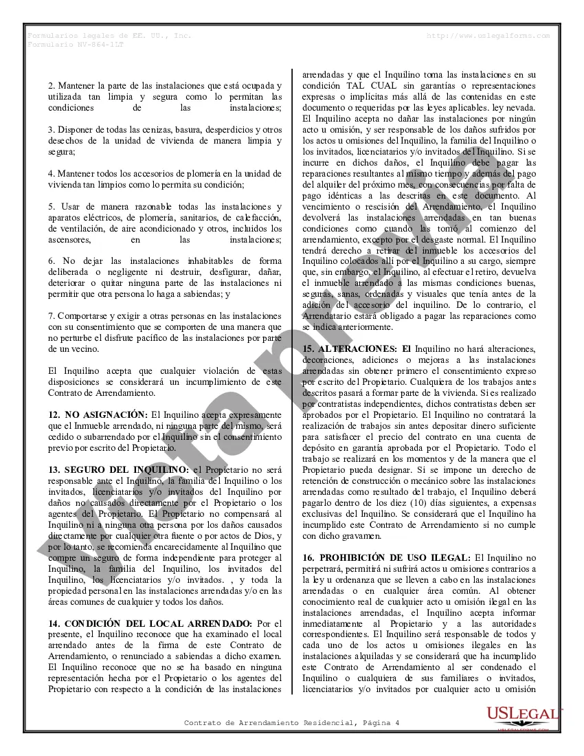 Preview Arrendamiento residencial o contrato de alquiler de mes a mes