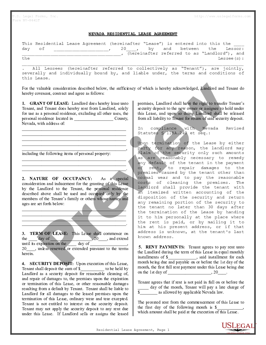 nevada residential rental lease agreement us legal forms