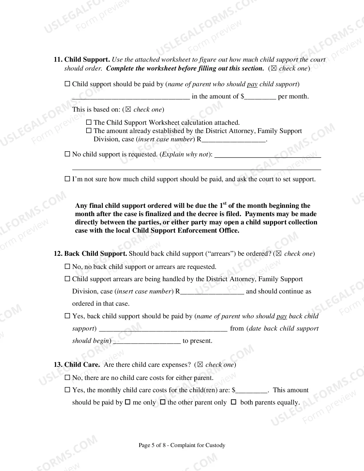 Preview Complaint for Custody and UCCJEA Declaration - Clark County