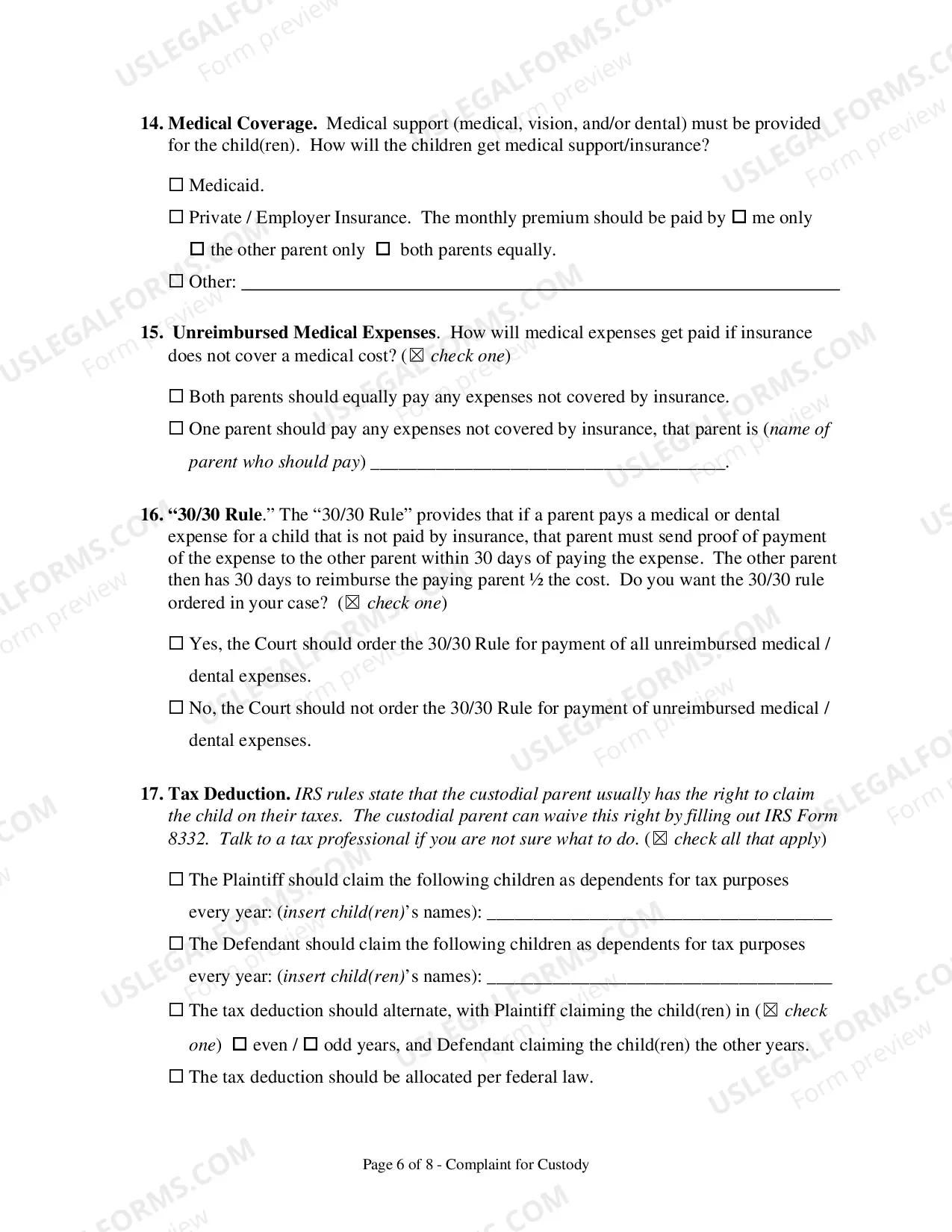 Preview Complaint for Custody and UCCJEA Declaration - Clark County