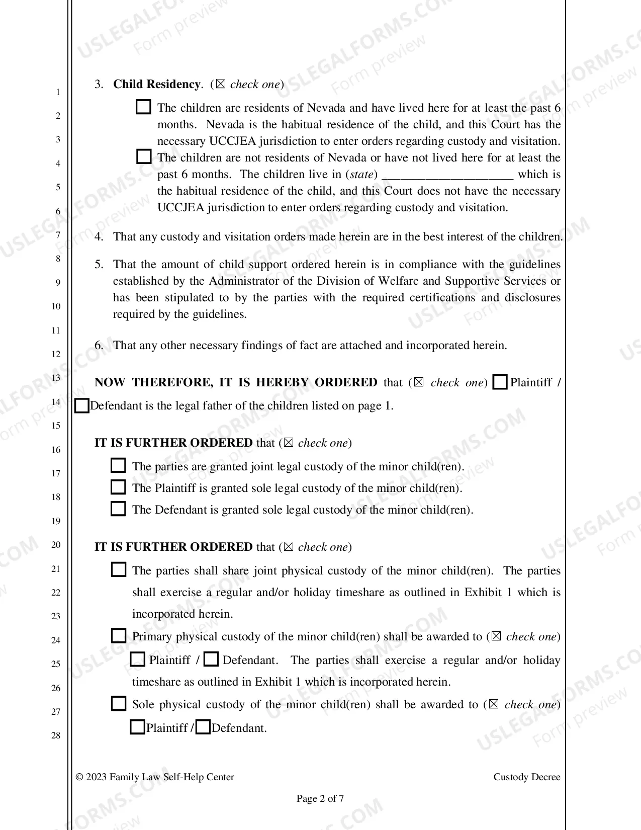 Preview Custody Decree - Clark County