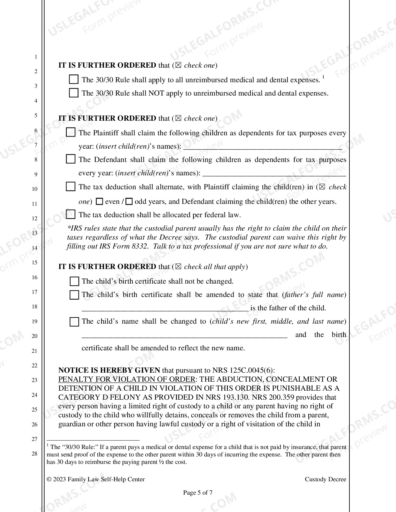 Preview Custody Decree - Clark County