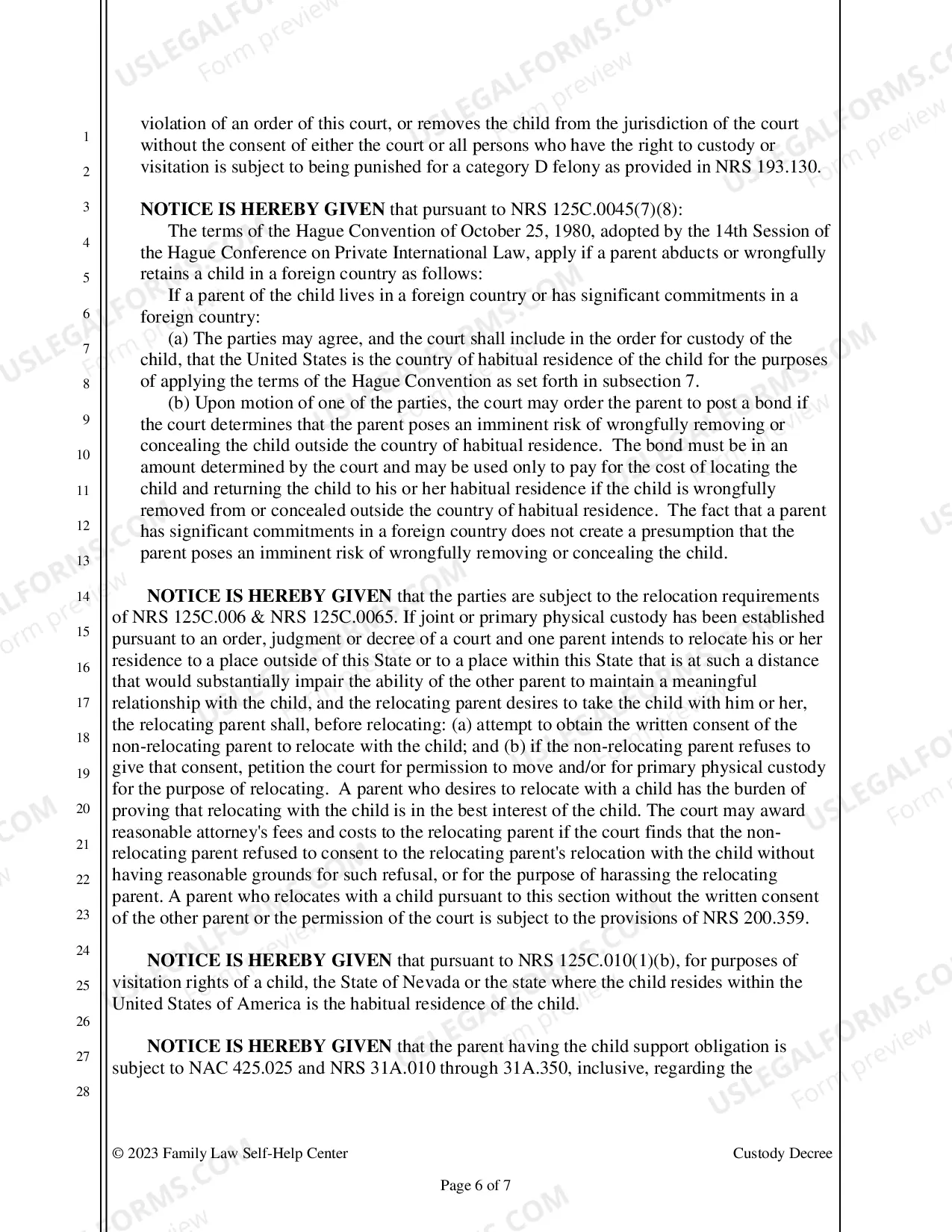 Preview Custody Decree - Clark County
