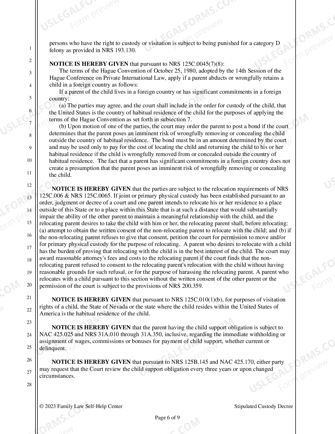 Preview Stipulated Custody Decree Packet - Clark County