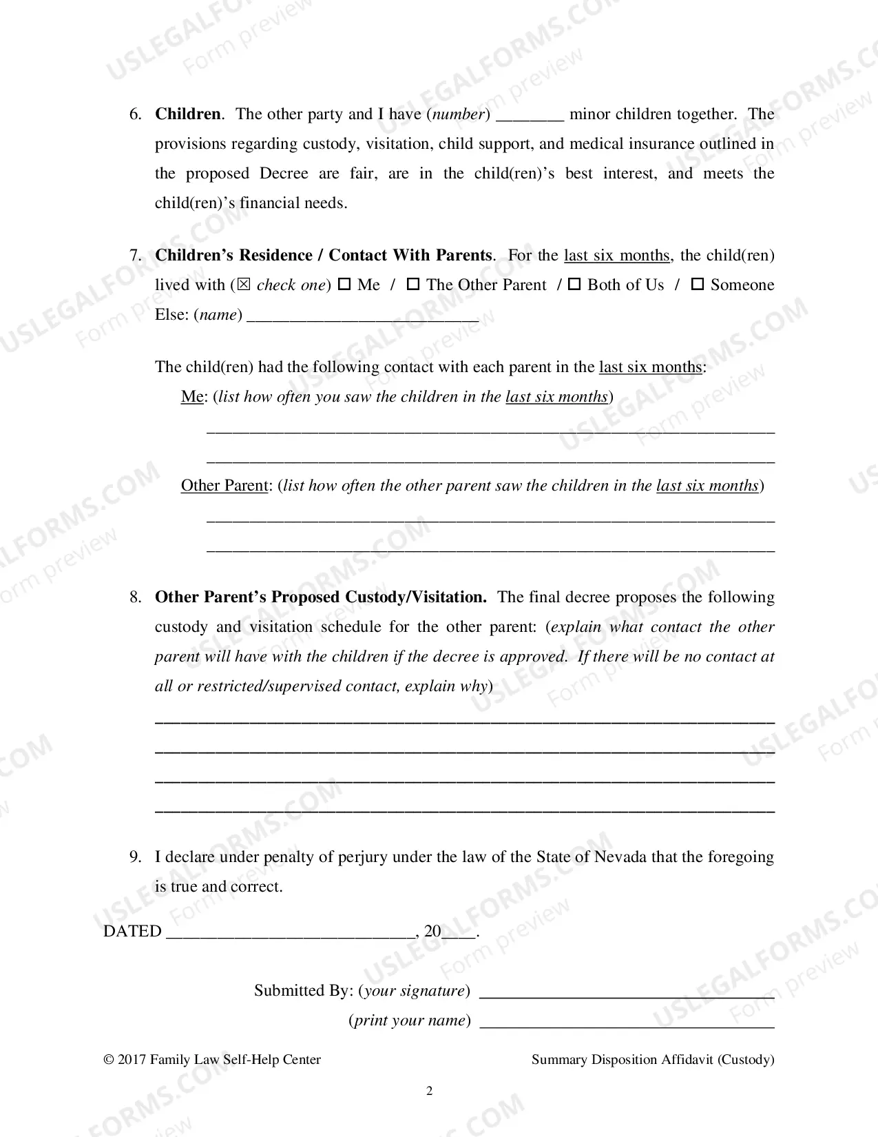 Preview Stipulated Custody Decree Packet - Clark County