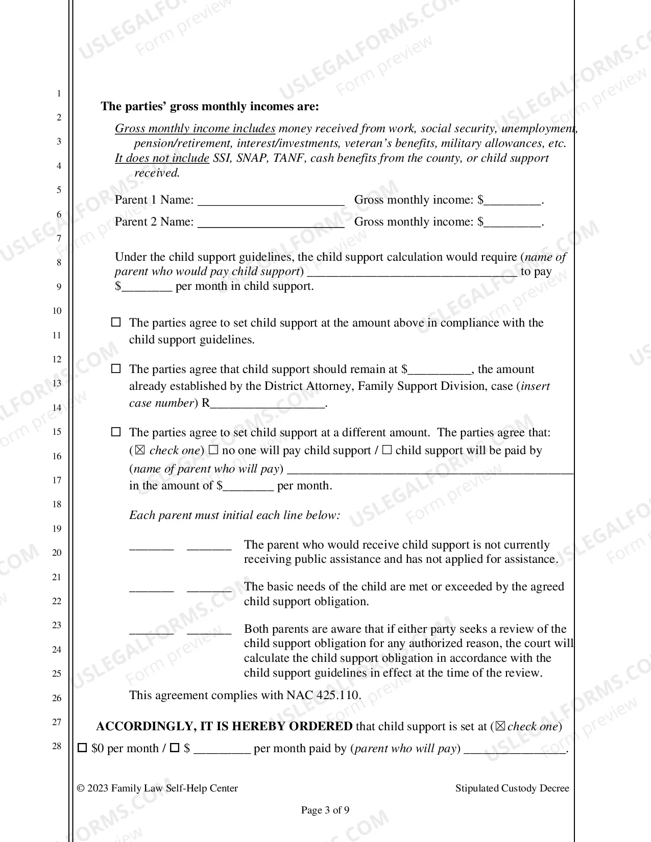 Preview Stipulated Custody Decree Packet - Clark County