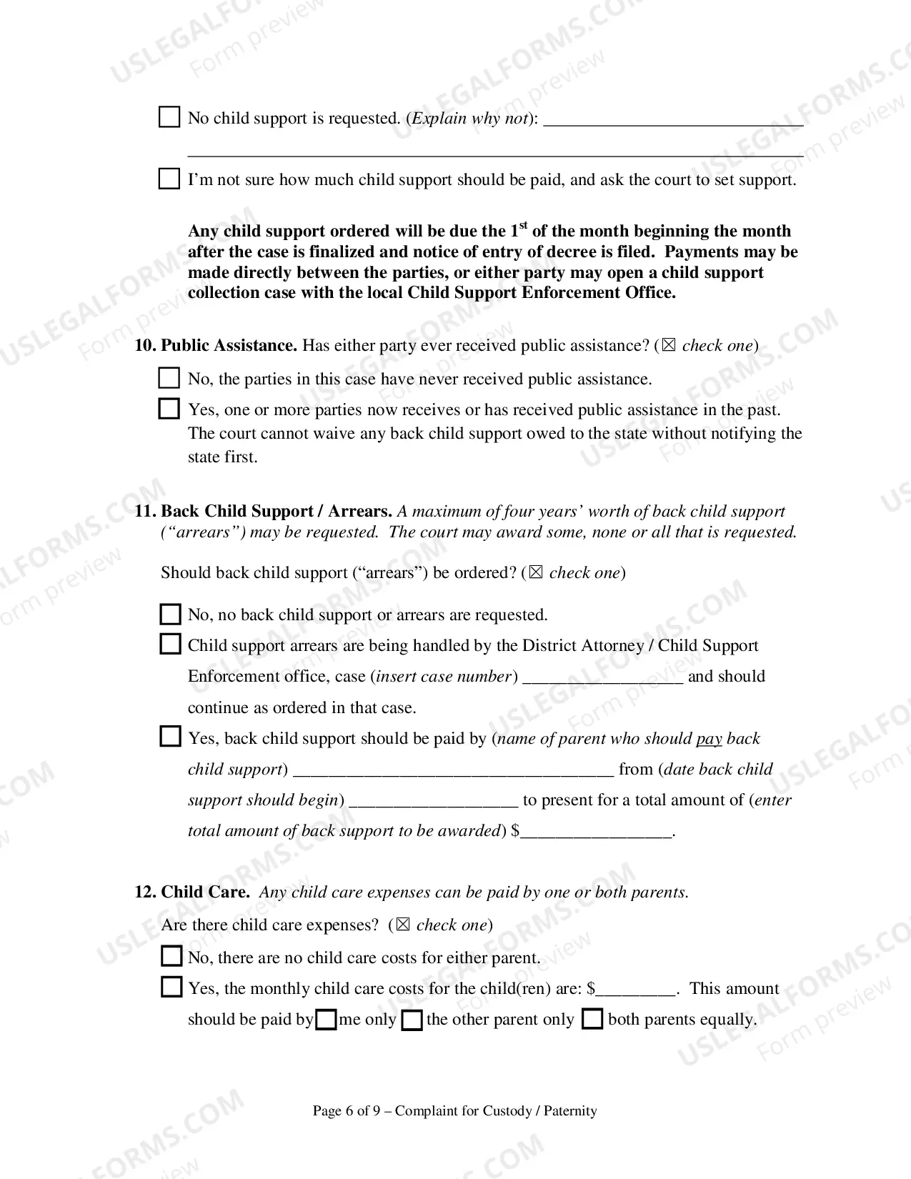 Preview Complaint for Custody and UCCJEA Declaration