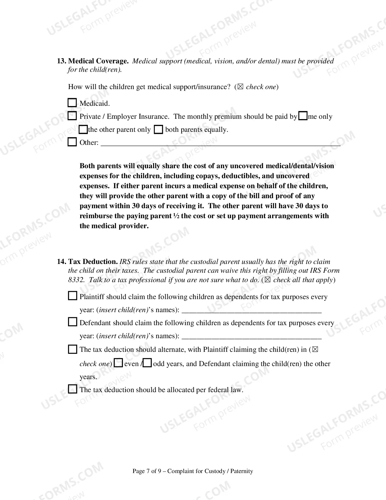 Preview Complaint for Custody and UCCJEA Declaration
