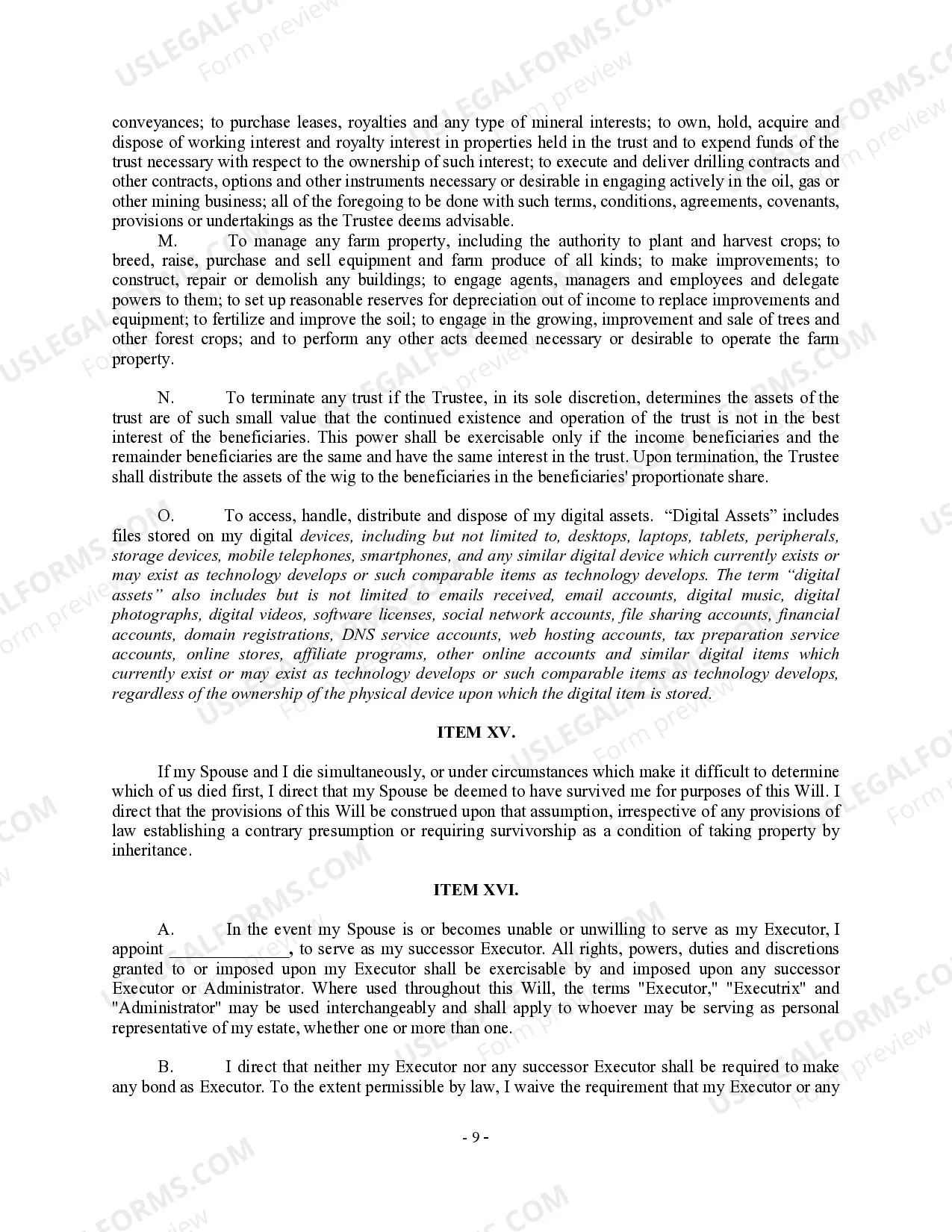 Preview Complex Will with Credit Shelter Marital Trust for Large Estates