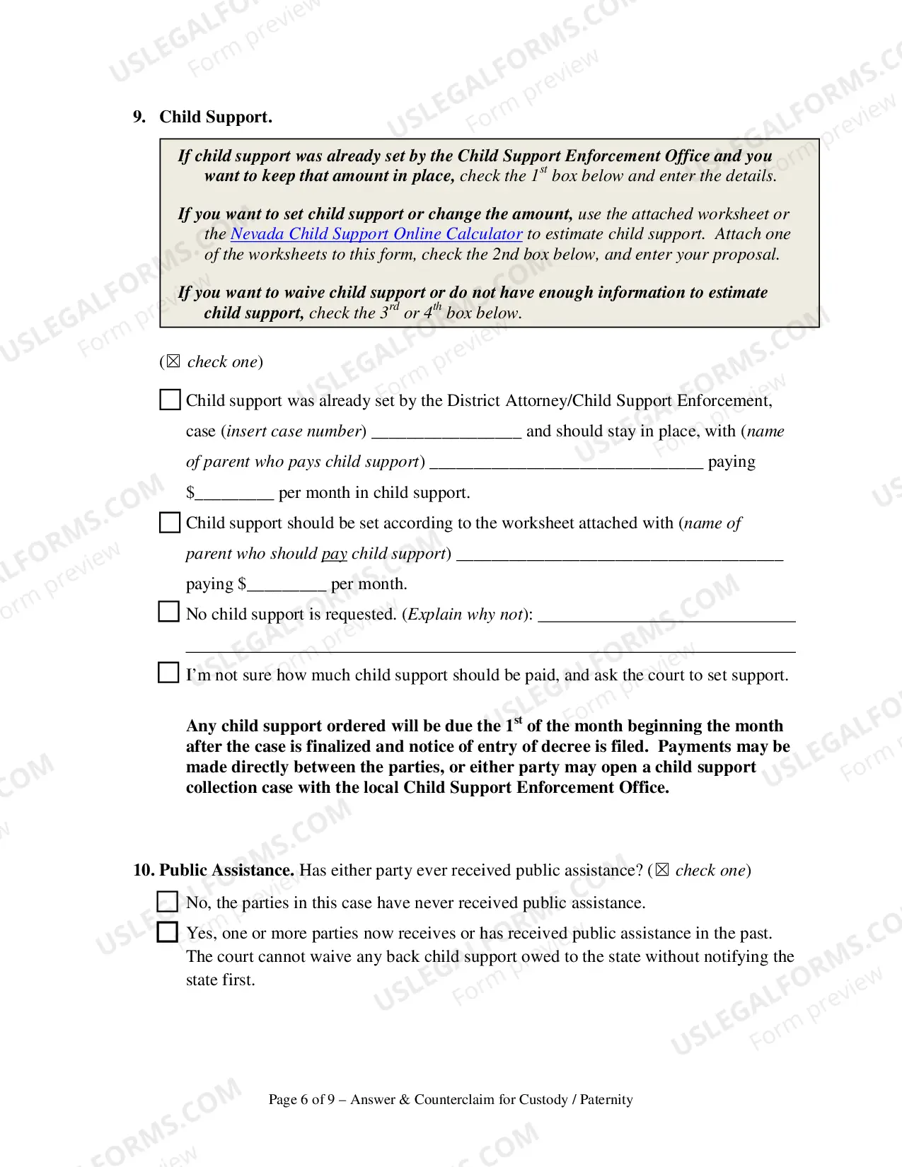 Preview Answer and Counterclaim for Custody or Paternity and UCCJEA Declaration