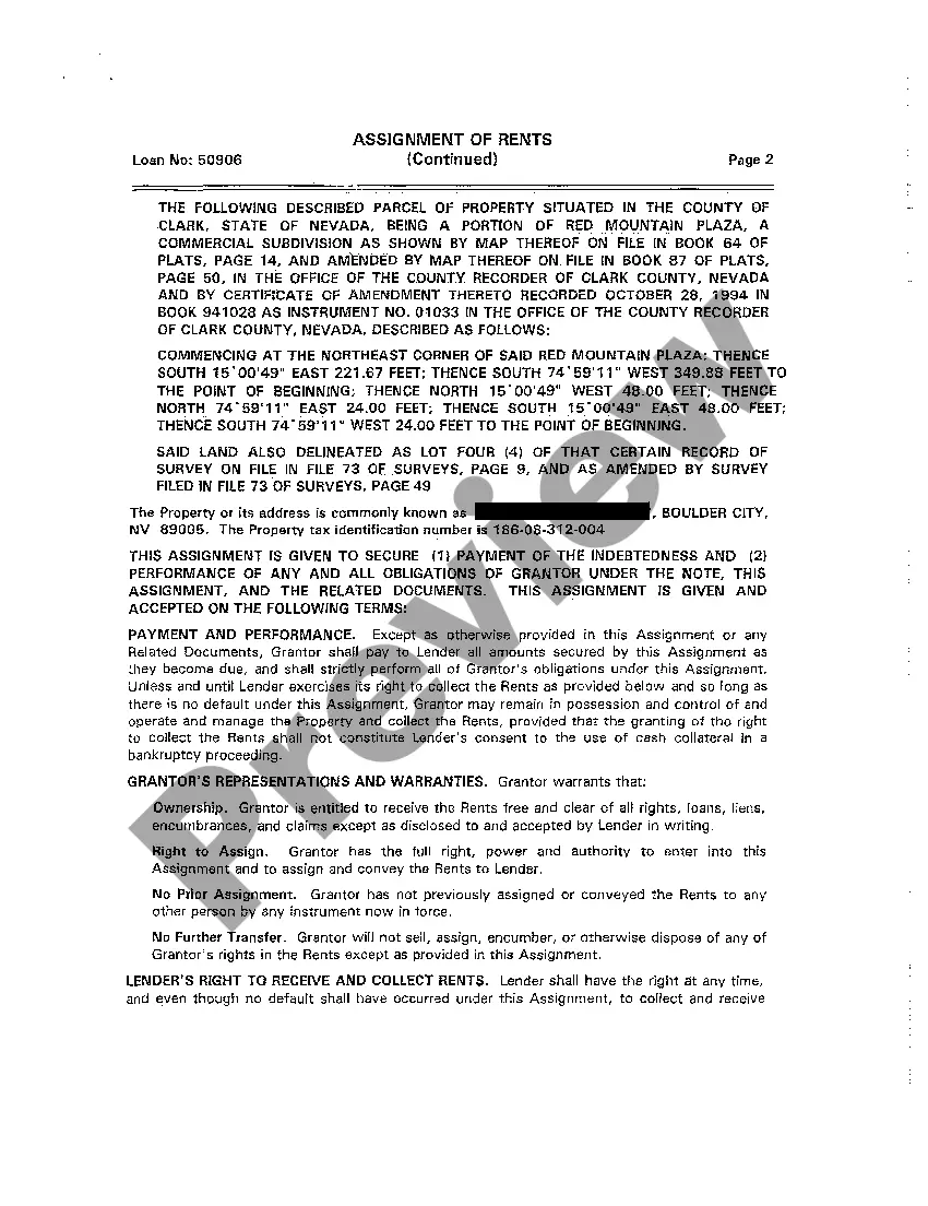 Preview Assignment of Rents