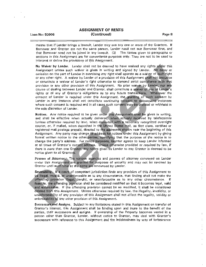 Preview Assignment of Rents