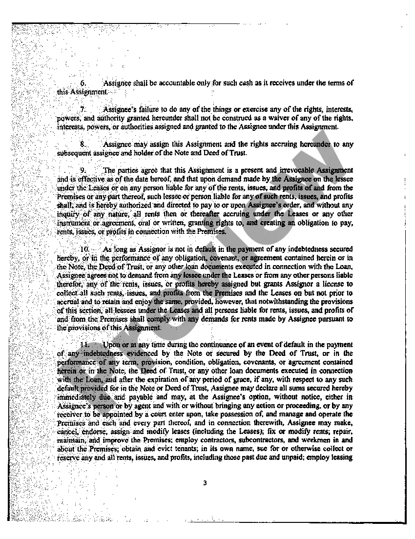 Preview Assignment of Rents and Leases