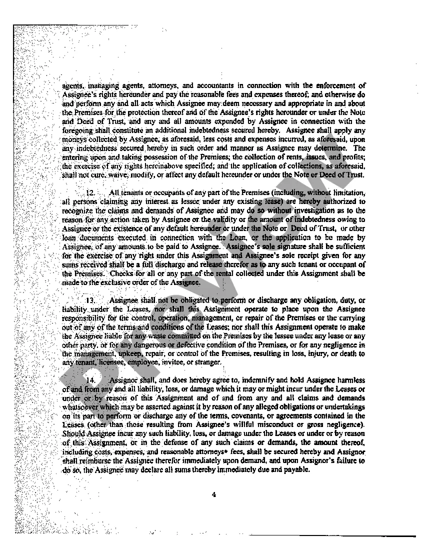 Preview Assignment of Rents and Leases