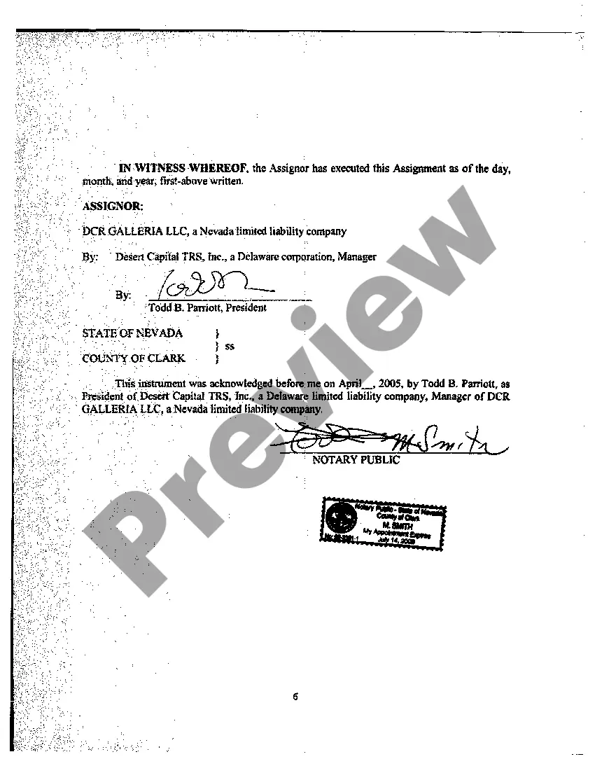 Preview Assignment of Rents and Leases