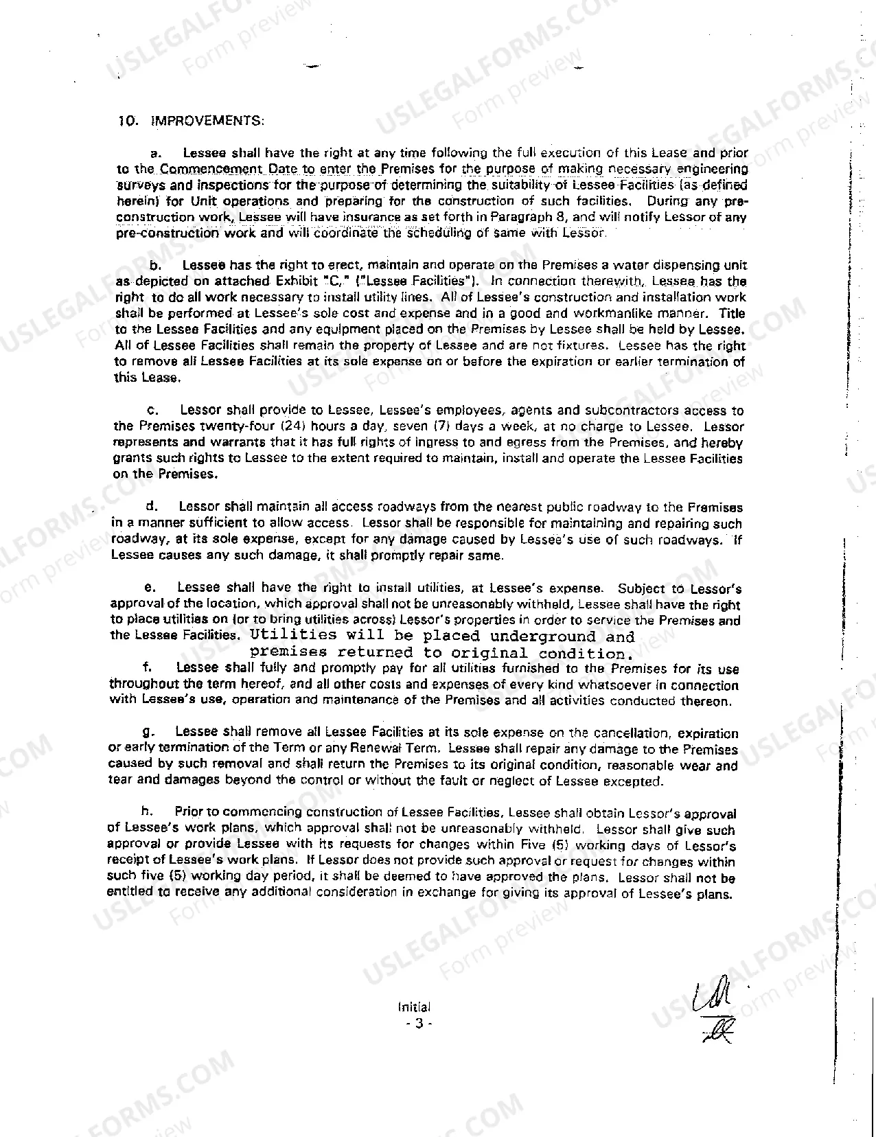 Preview Ground Lease Granted to Water Company
