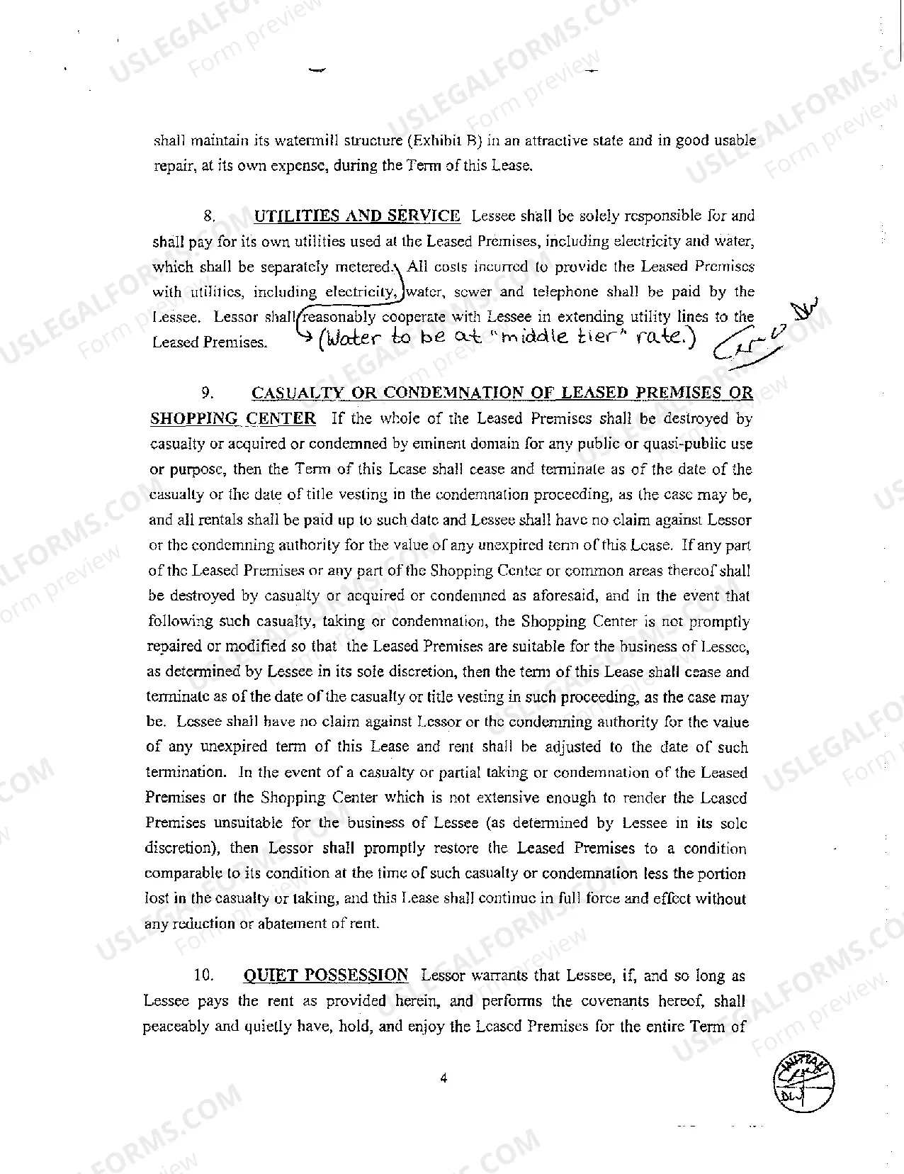 Preview Commercial Lease Agreement Involving Dispensing of Water