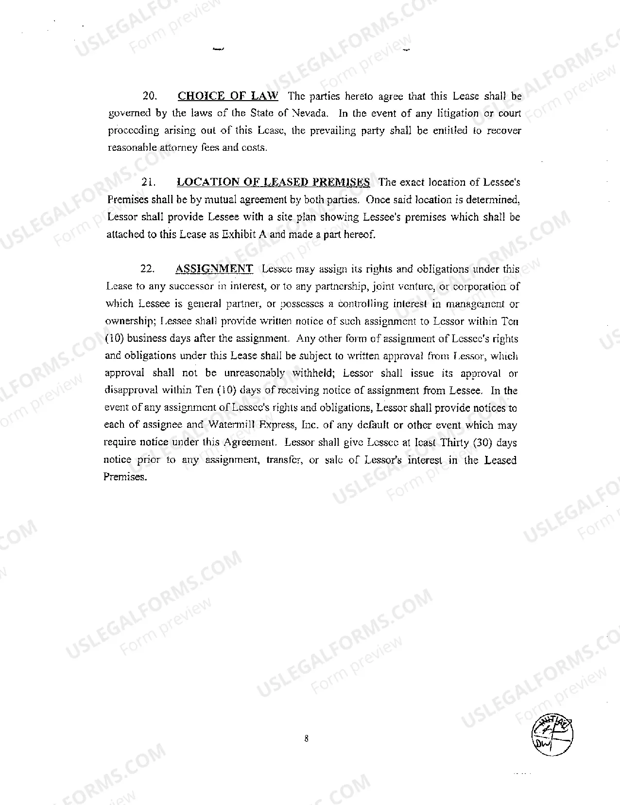 Preview Commercial Lease Agreement Involving Dispensing of Water