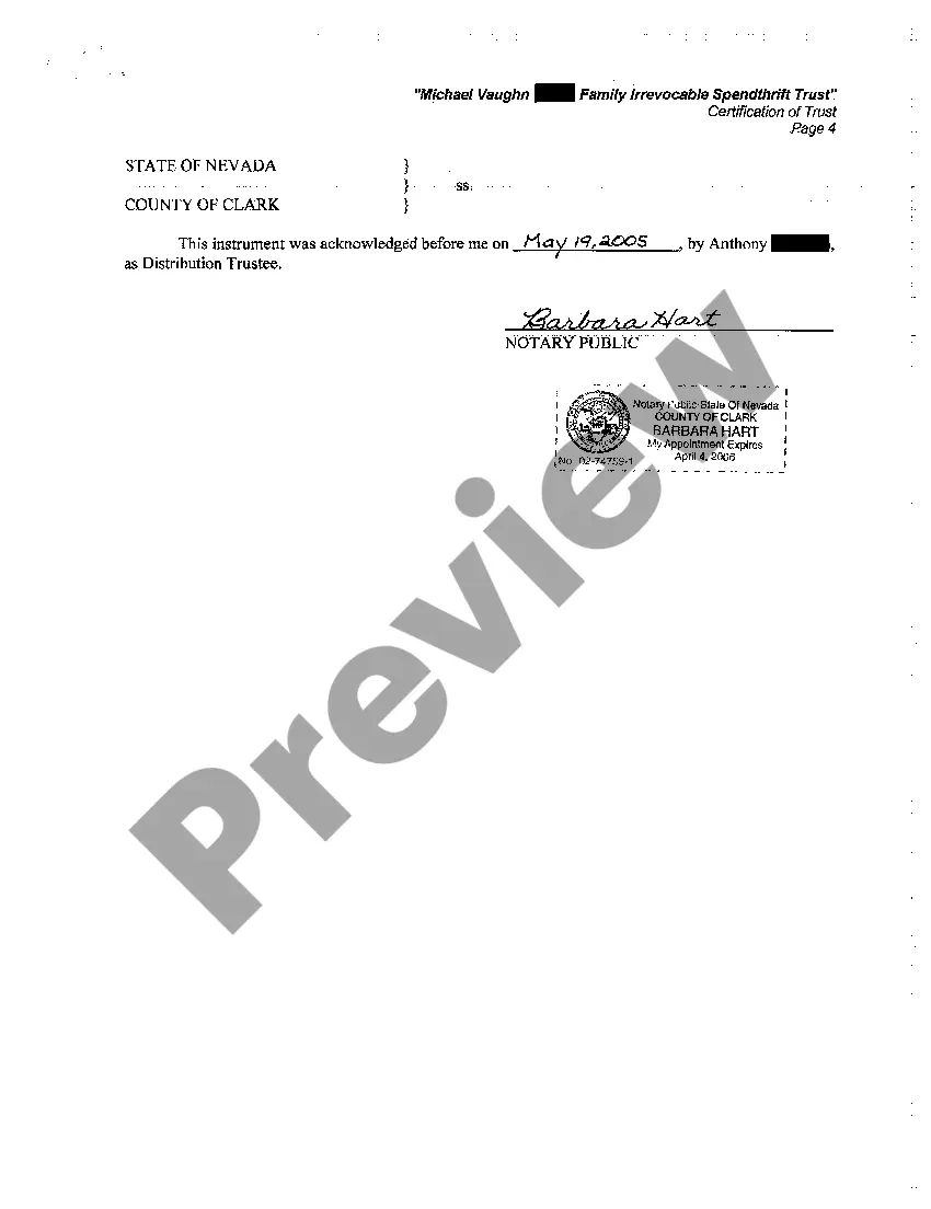 Preview Certification of Trust