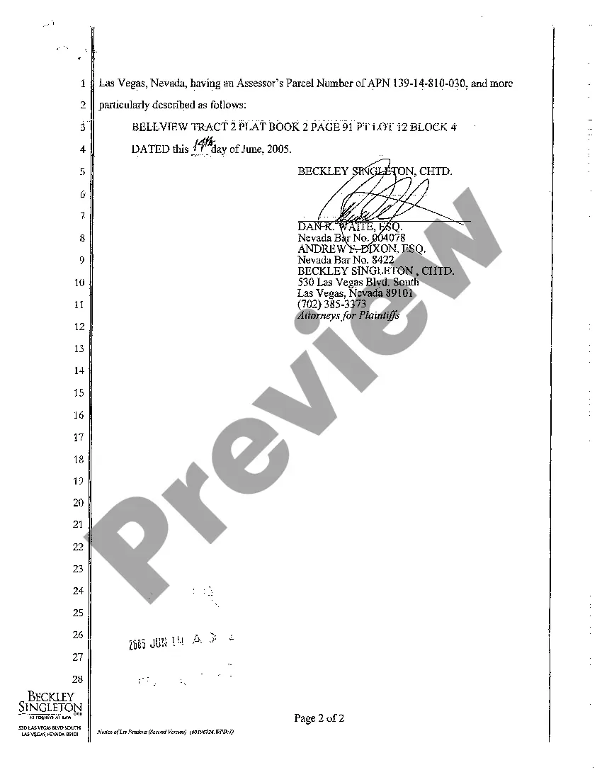 Preview Notice of Lis Pendens