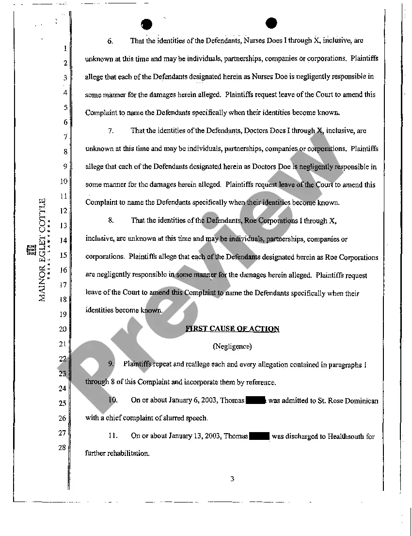 Preview Complaint - Arbitration Exemption, Wrongful Death, Medical Malpractice