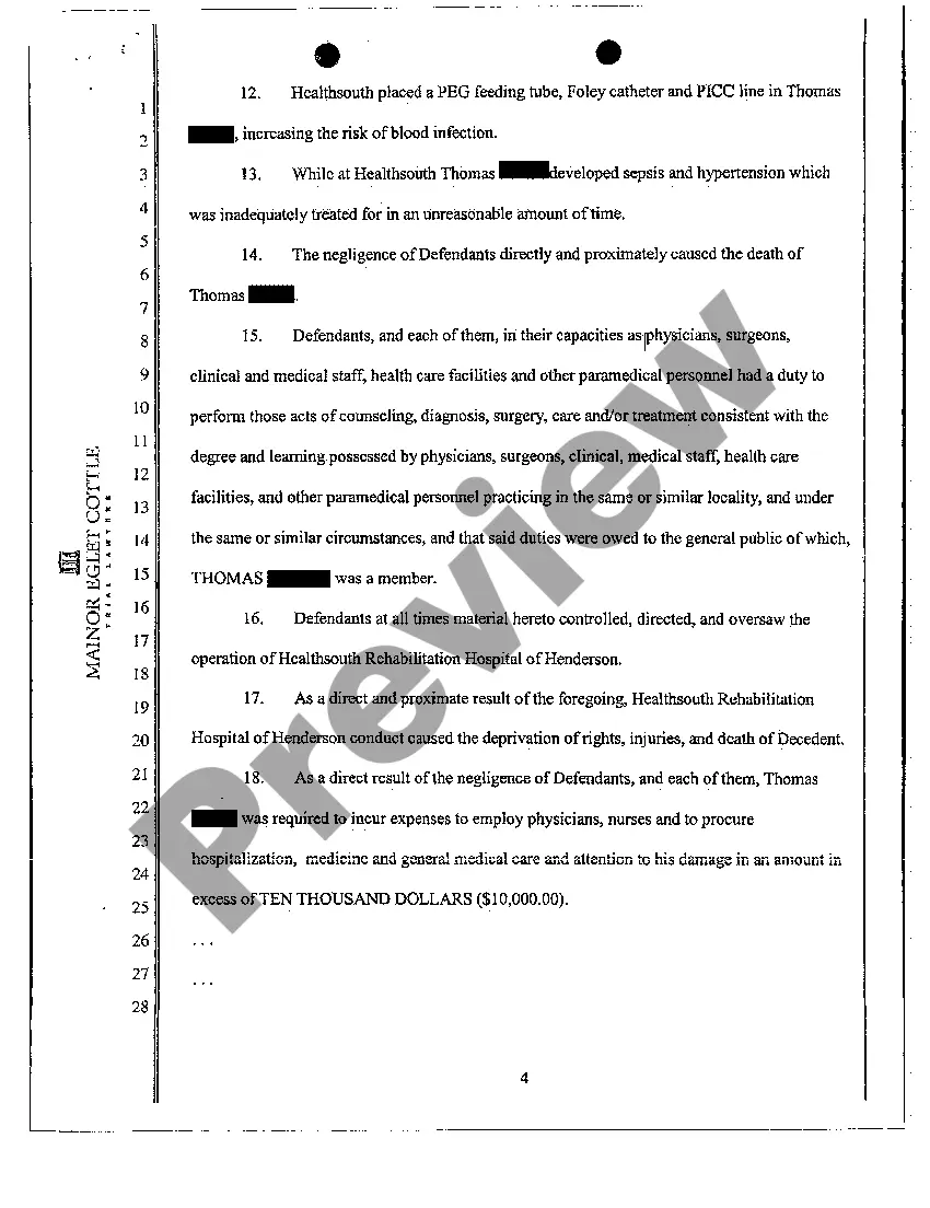 Preview Complaint - Arbitration Exemption, Wrongful Death, Medical Malpractice