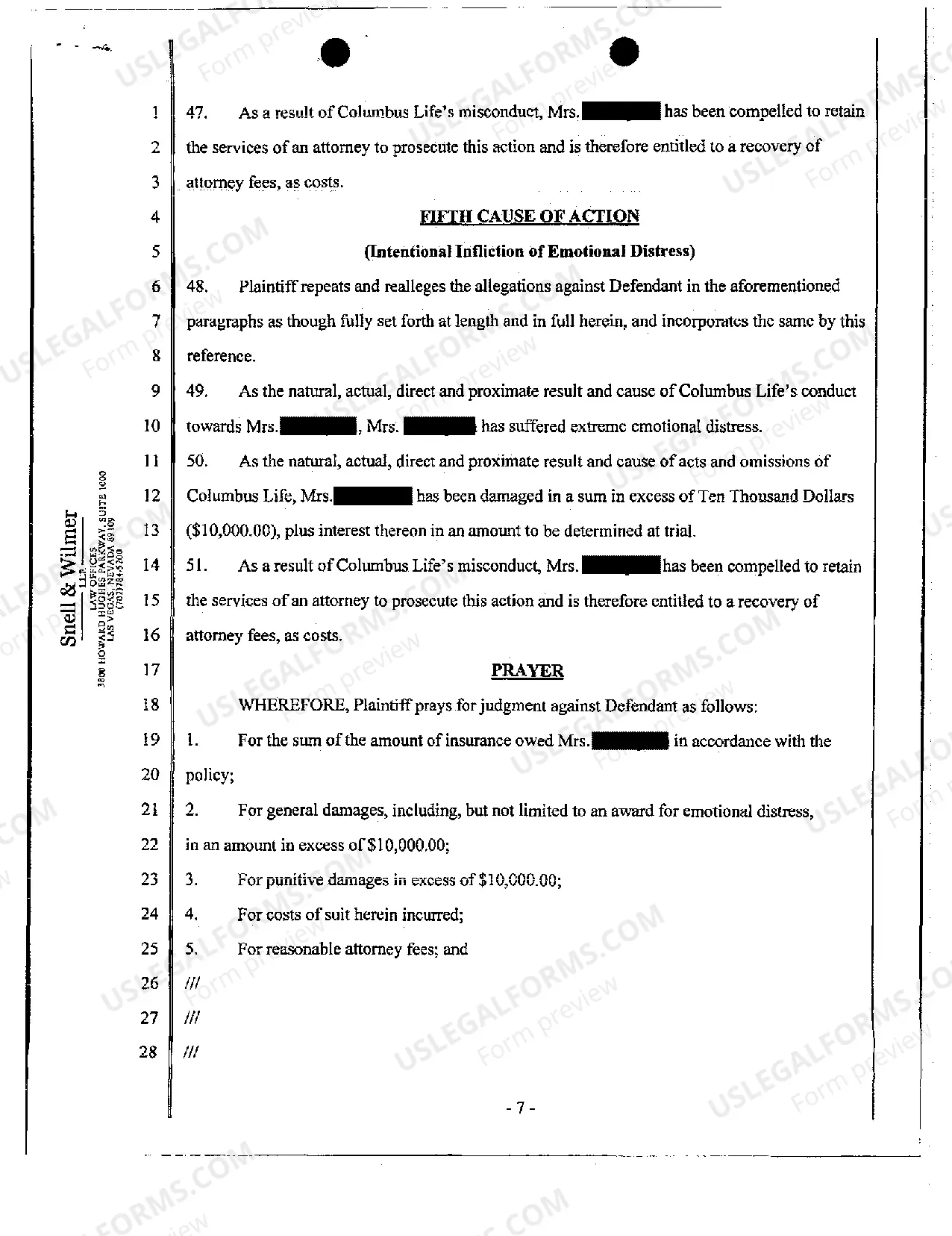 Preview Complaint - Breach of Life Insurance Coverage Policy