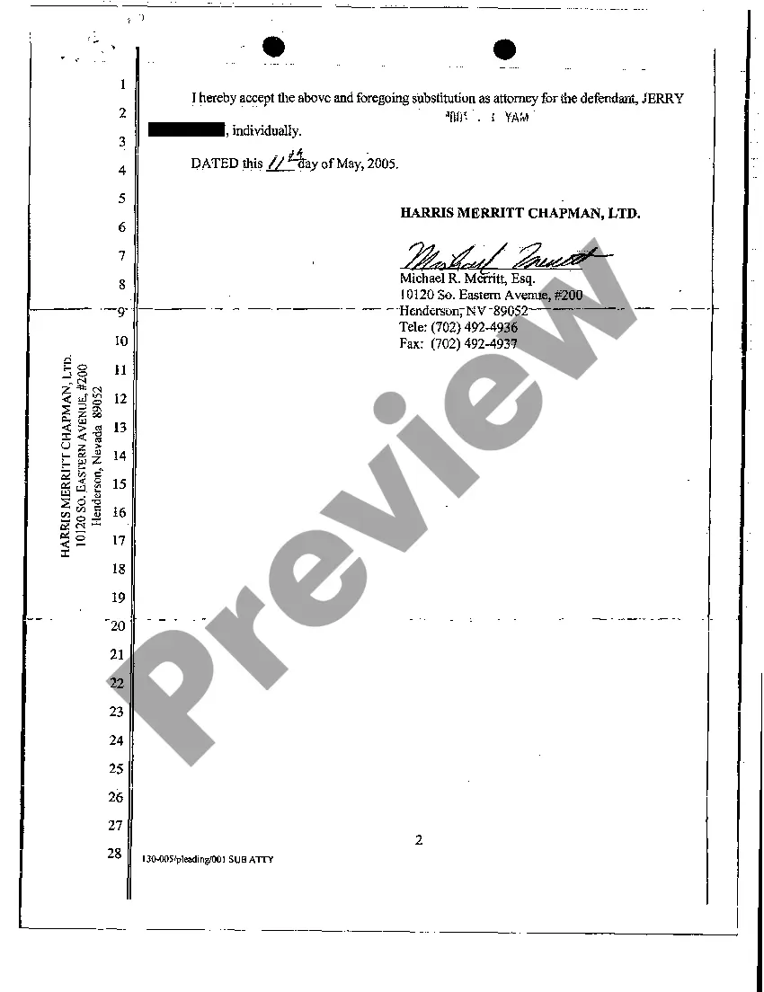 Preview Substitution of Attorneys for a Defendant