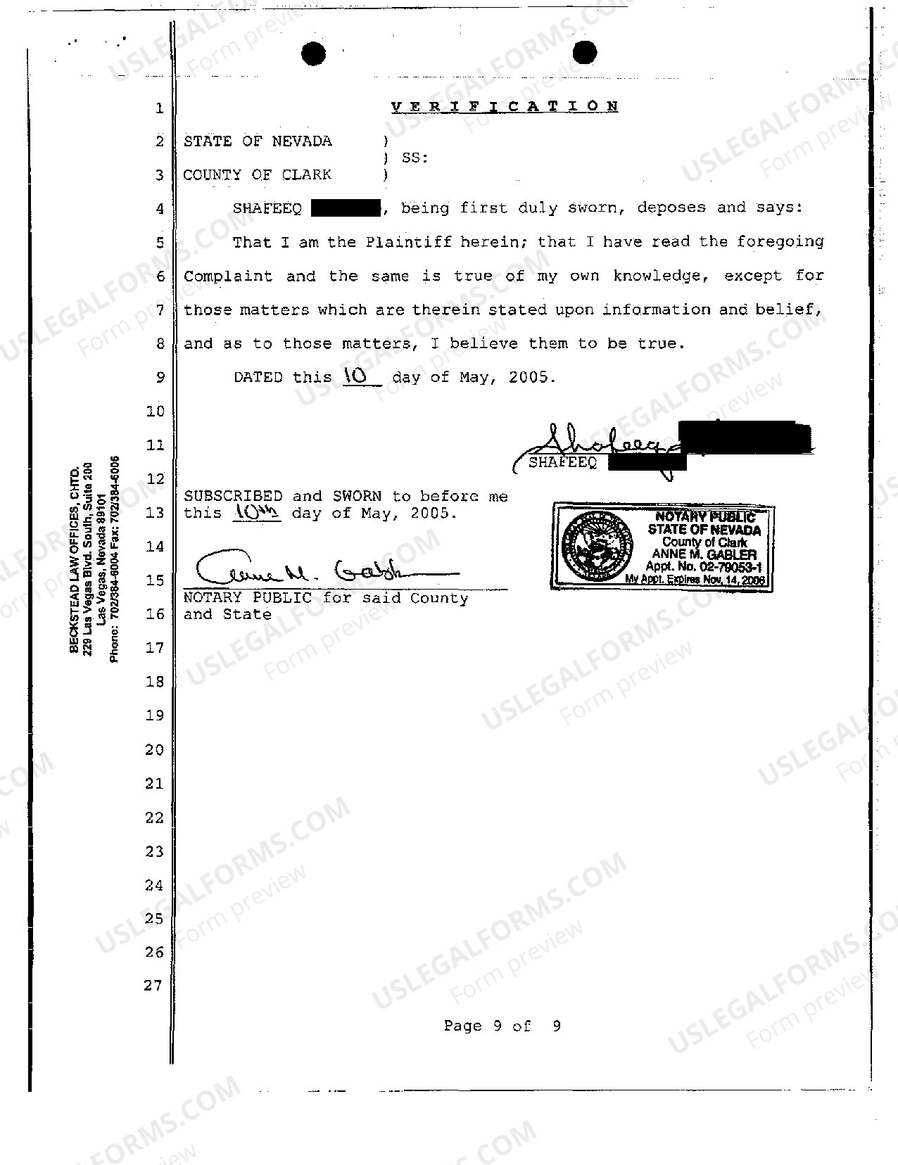 Nevada Verified Complaint - Quiet Title Action Nevada | US Legal Forms