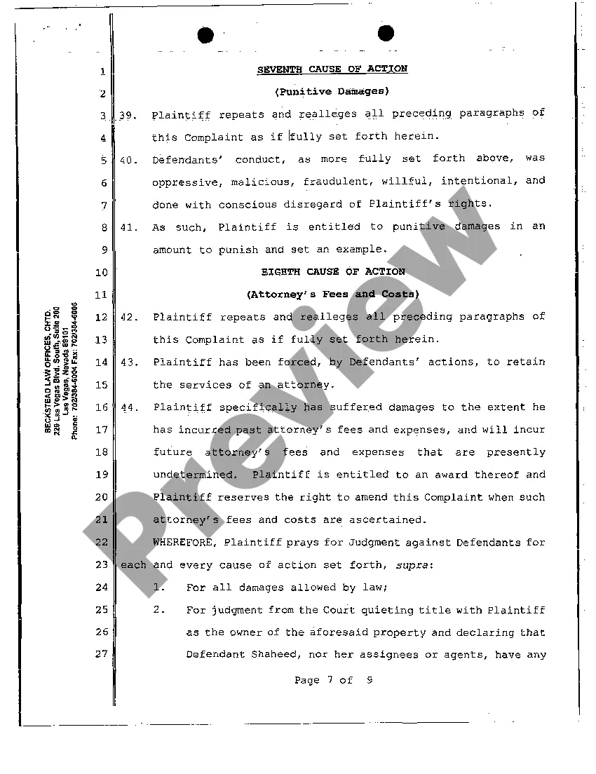 Get Verified Complaint - Complaint to Quiet Title Due to Forged Quitclaim Deed Preview Verified Complaint - Complaint to Quiet Title Due to Forged Quitclaim Deed