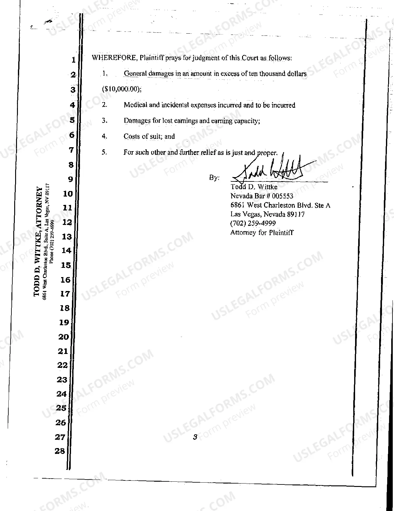 Preview Complaint - Personal Injury Slip and Fall