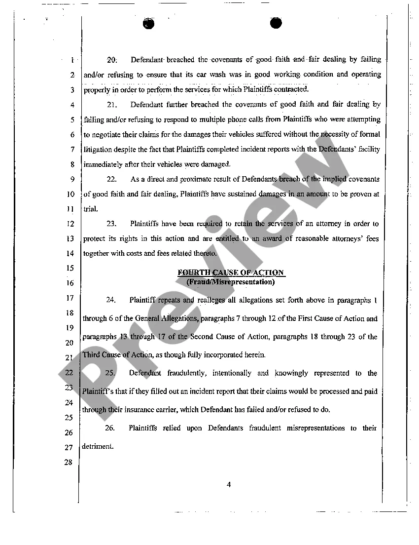 Get Complaint - Property Damage Due to Malfunctioning Car Wash Preview Complaint - Property Damage Due to Malfunctioning Car Wash