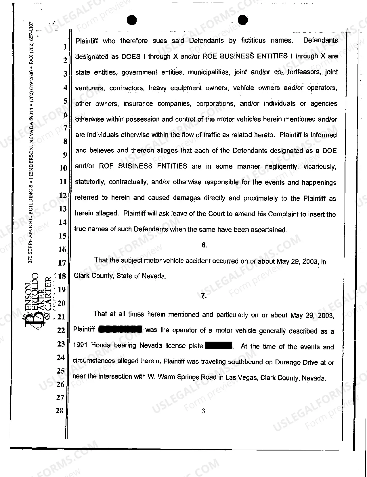 Preview Complaint - Vicarious Liability of Employer for Negligent Motor Vehicle Accident in the Scope of Employment