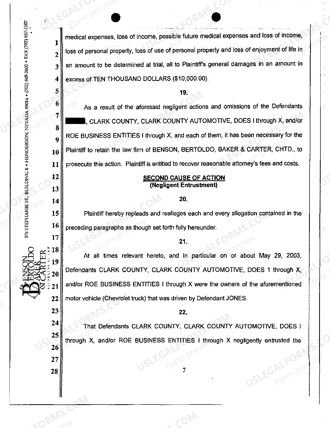Preview Complaint - Vicarious Liability of Employer for Negligent Motor Vehicle Accident in the Scope of Employment